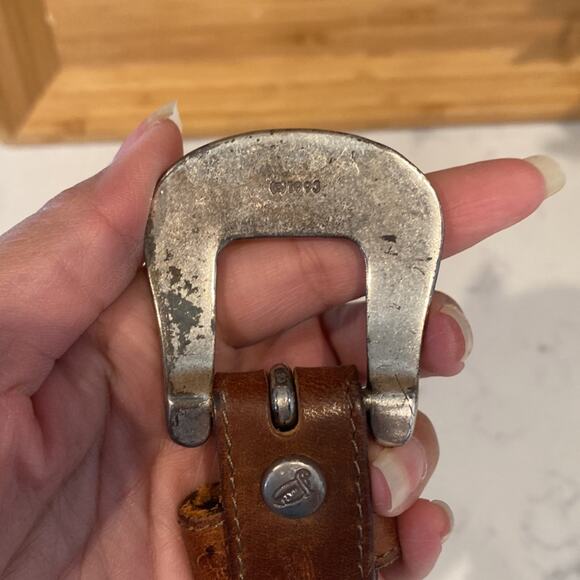 Justin vintage brown leather embossed silver buckle 90s western bohemian Gypsy main image 6
